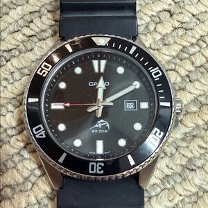 Casio Black and Silver Dive Watch